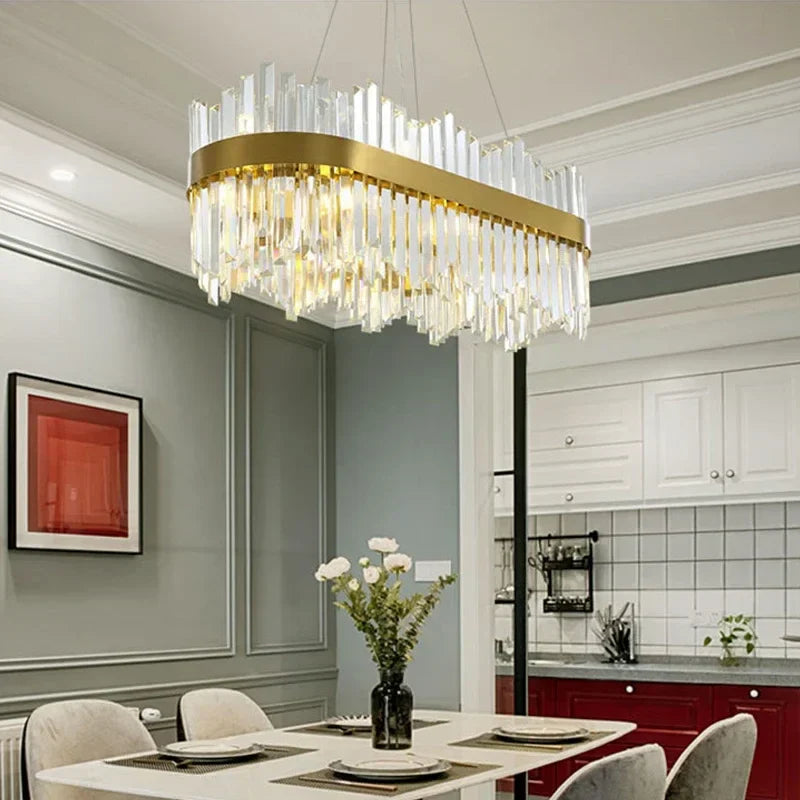 Shiny Crystal Chandelier Dimmable LED Luxury Ceiling Light