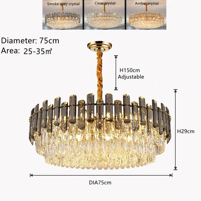 K9 Crystal Modern Ceiling Chandelier for Living Room Lighting Fixture