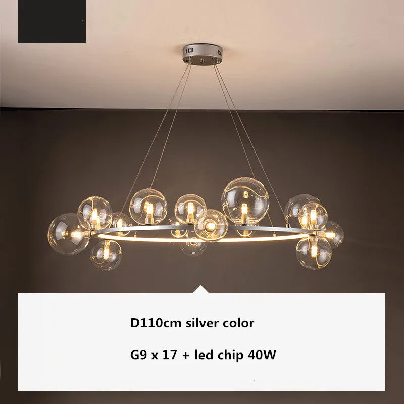 Glass Ball G9 LED Chandelier: Modern Minimalist Nordic Design