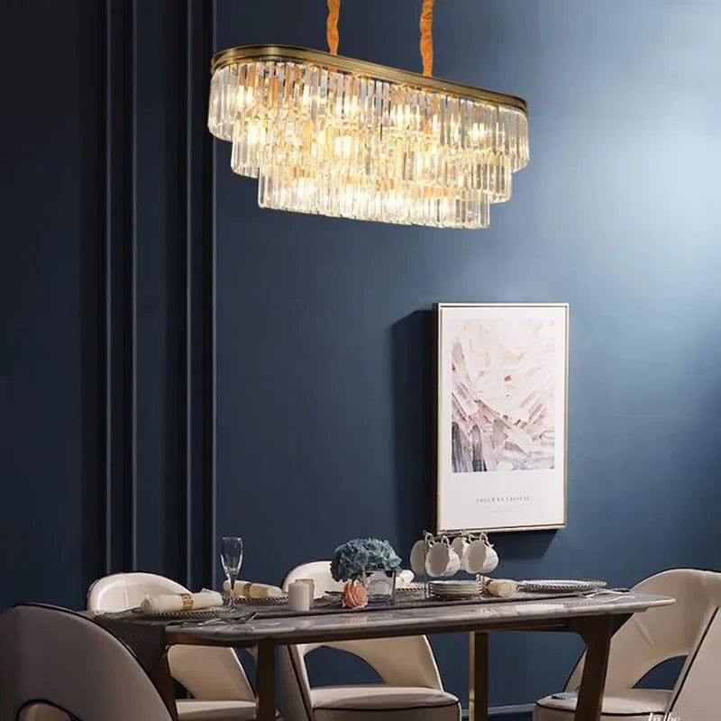Crystal Chandelier: Modern Gold LED Lighting for Dining, Bedroom, and Living Room