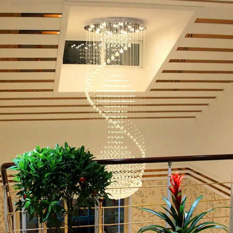 Spiral Crystal Chandelier by - Rain Drop Luxury Flush Mount Ceiling Light