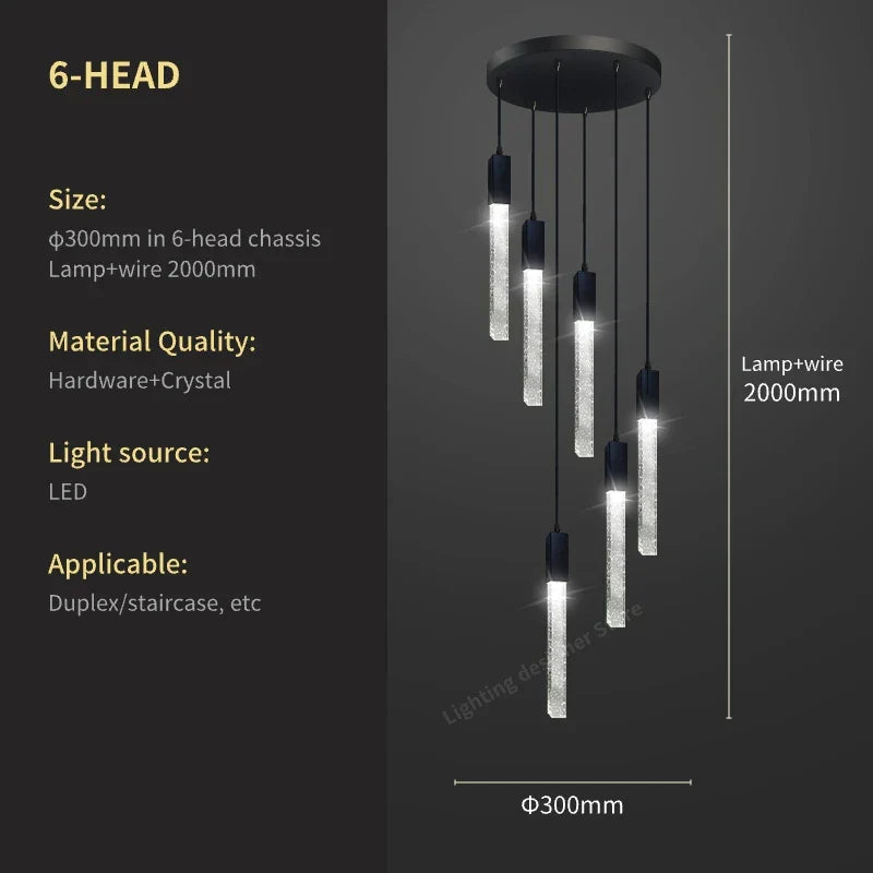 Crystal Bubble Chandelier Pendant Light - Modern Staircase Hanging Fixture