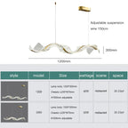 Gold Wave Design Acrylic Pendant Light Chandelier for Living Room & Kitchen