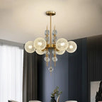 Glass Ball LED Pendant Light: Modern Chandelier for Living Room Kitchen Island