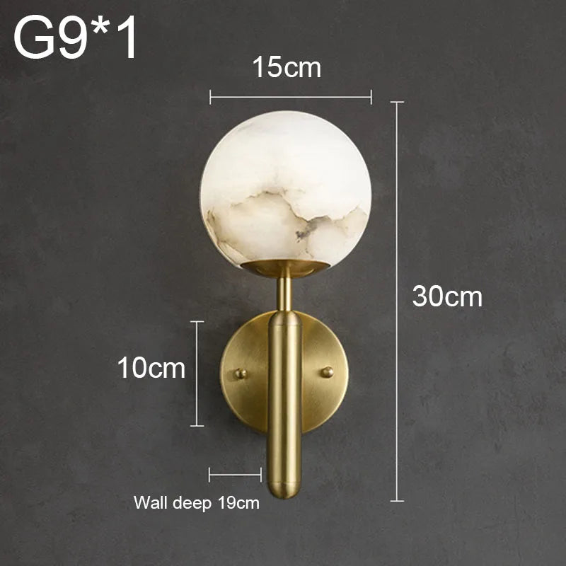 Copper Marble Ball Wall Lamp | Postmodern Luxury LED Lighting