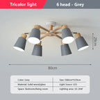 Nordic Wood Chandelier - Modern Living Room Ceiling Lamp with LED Bulb