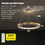 Crystal LED Chandelier Circle Hanging Lamp - Modern Luxury Dimmable Lighting