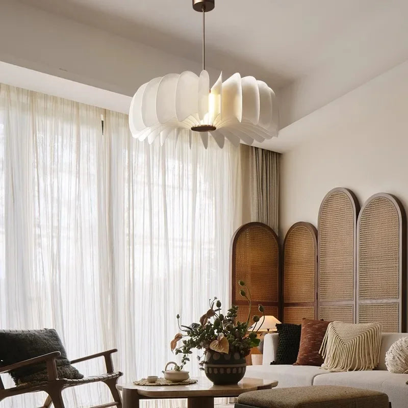 White Petal Acrylic Chandelier Pendant Lamp for Nordic Living Room, Bedroom, Balcony