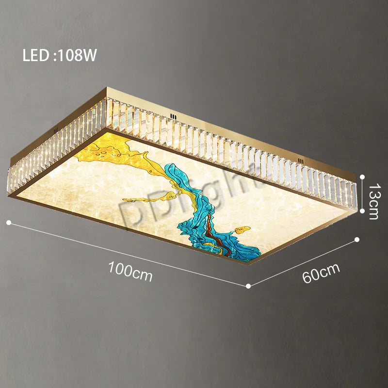 Luxury Crystal Glass Ceiling Light with LED Ring for Modern Villa Decor