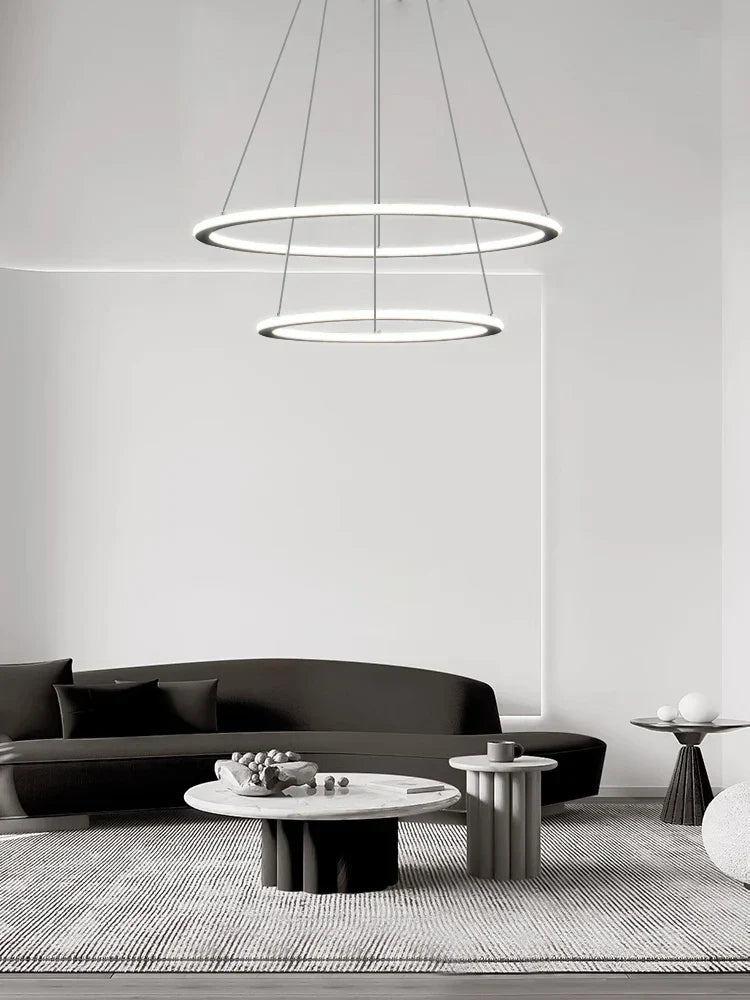 Nordic Circle Ring LED Chandelier: Minimalist Living Room Pendant Light