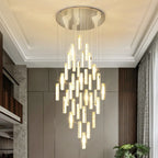 Crystal Lustre Pendant Lights with Dimmable LED, Adjustable Cable - Gold Chrome Steel