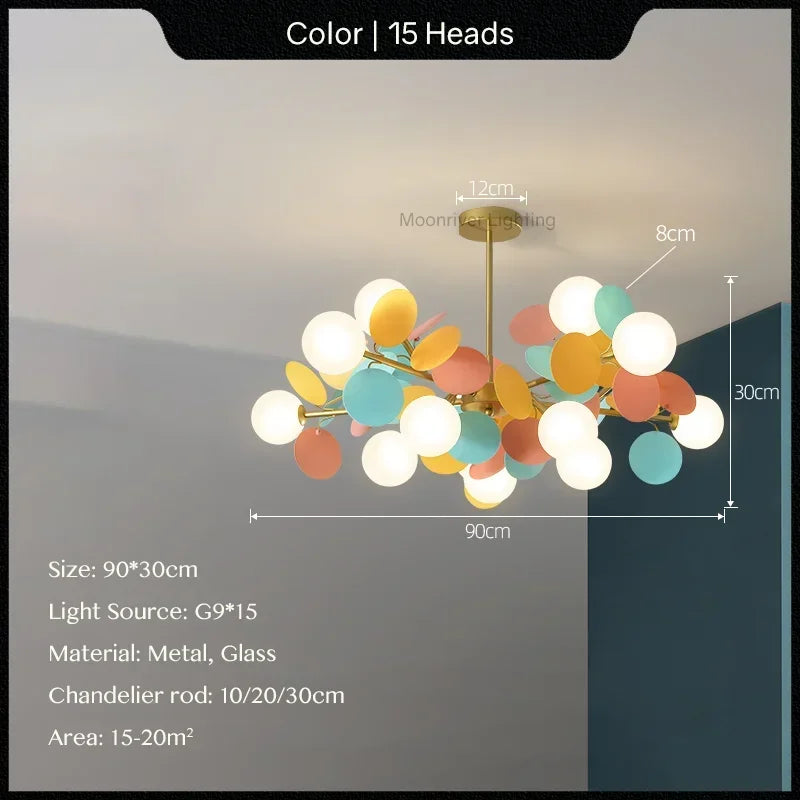 Glass Hanging Ceiling Lamp for Kids Room, Living Room, Bedroom - Modern Chandelier & Home Decor