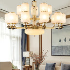 Copper Jade Chandelier: Elegant Wind Light for Living Room, Restaurant, or Tea Room