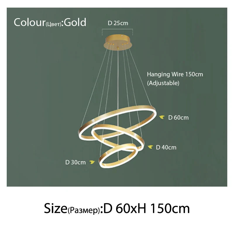 Sophisticated Duplex Living Room Chandelier & LED Circles Lighting Fixtures