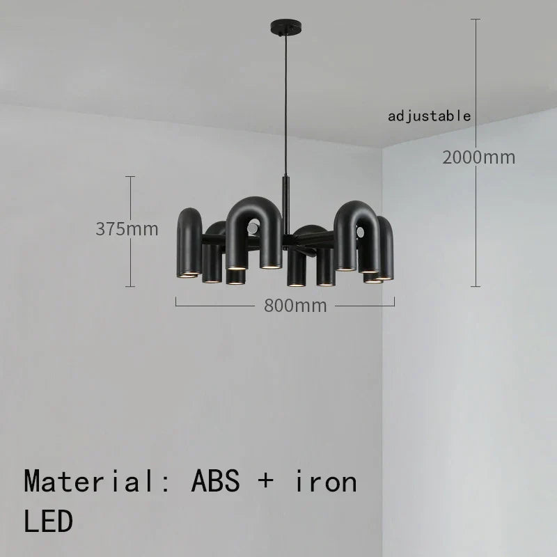 U-shaped Iron Chandelier Modern Minimalist LED Lighting for Home and Restaurant