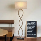 Hemp Rope Fabric Shade LED Floor Lamp for Home Decor