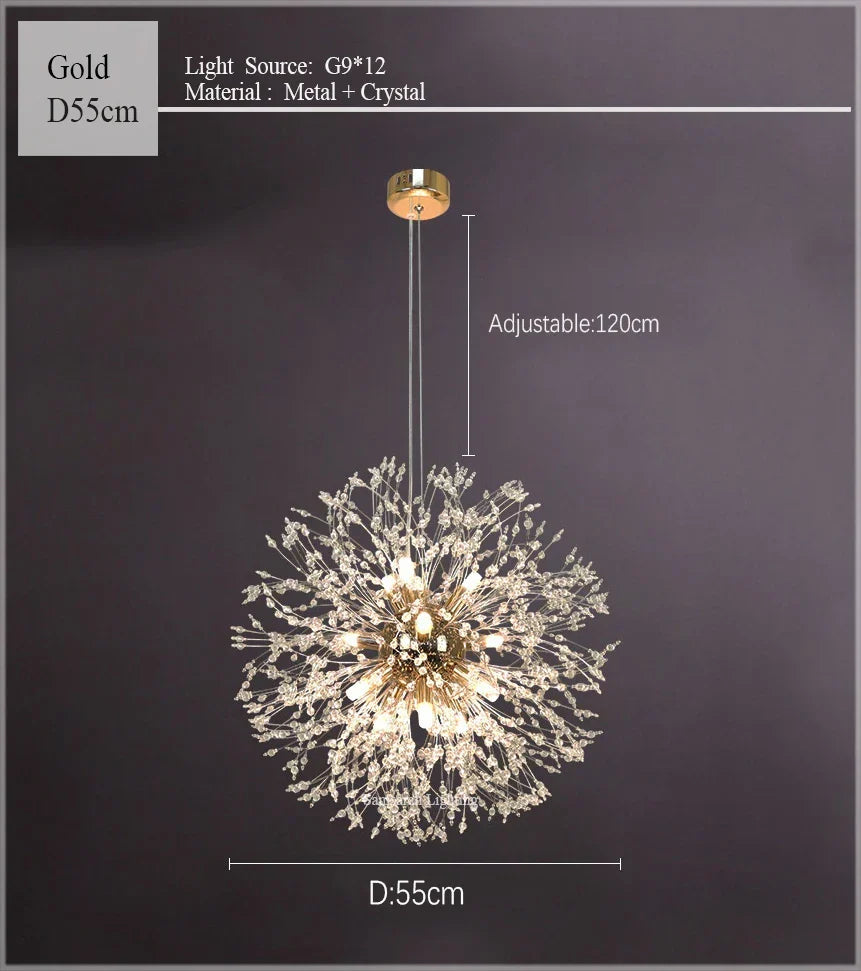 Dandelion Chandelier LED Sparkle Ball Crystal Lighting for Restaurant & Living Room