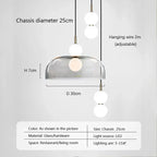 Nordic Glass Pendant Light LED Multihead Smoke Grey Hanging Lamp