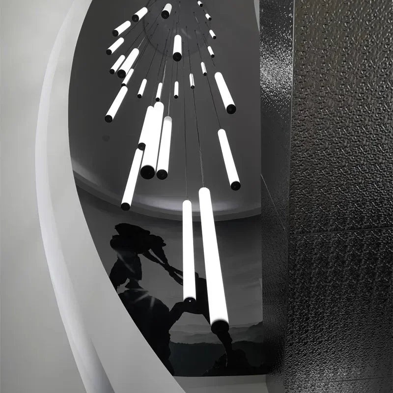 Modern Minimalist Stair Pendant Strip Lamp for Luxury Living Spaces.