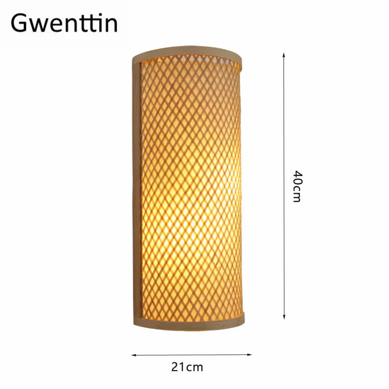 Bamboo Wall Lights Sconces LED Fixtures for Bedroom Bathroom Stairs Luminarias