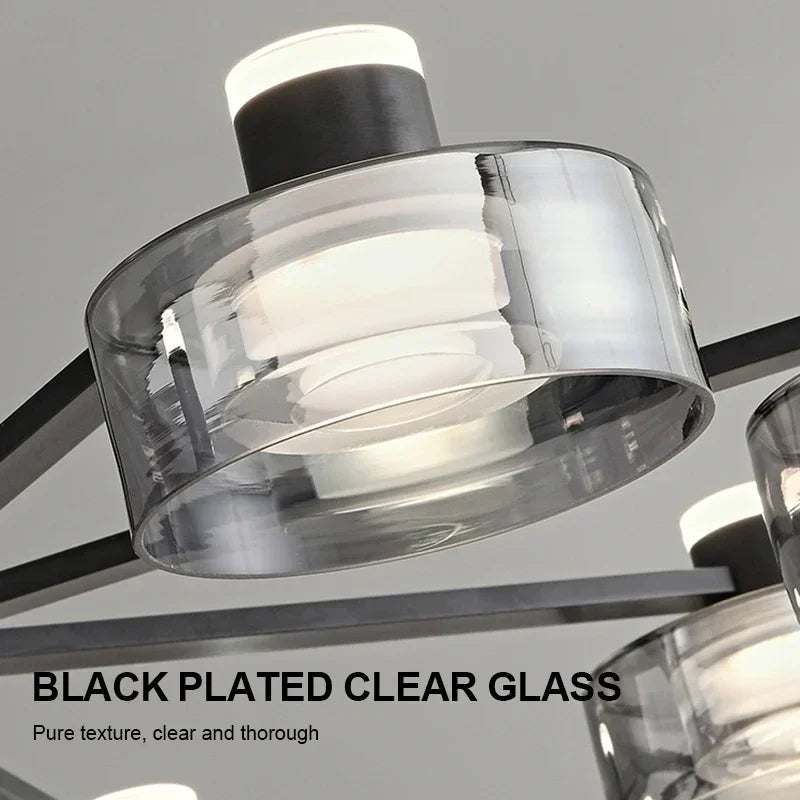 Glass LED Chandelier: Modern Minimalist Copper Pendant Light for Living Room & Bedroom