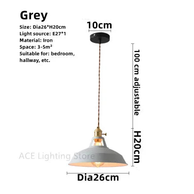 Vintage Pendant Ceiling Light for Home and Restaurant, Macaron Colors Hanging Lampshade