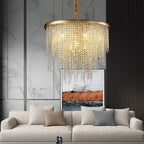 Retro E14 LED Pendant Lights in Black/Gold Finish - Elegant Crystal Suspension Lamp
