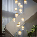 Gold Crystal Staircase Chandelier: Luxury Indoor Lighting for Dining Room & Hallway