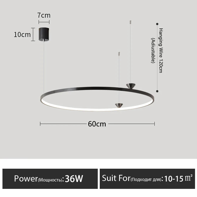 Circular All-Copper Italian Style LED Pendant Lamp for Living Room and Bedroom