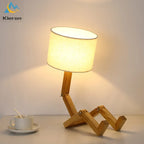 Solid Wood Doll LED Table Lamp for Bedroom Study Living Room