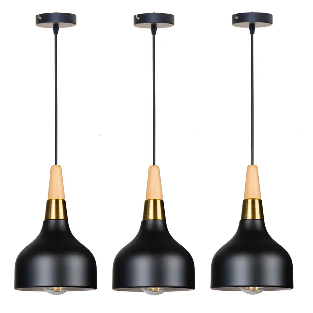 Wooden Dome Pendant Lights: Adjustable Hanging Lamp for Kitchen Dining Living Bedroom