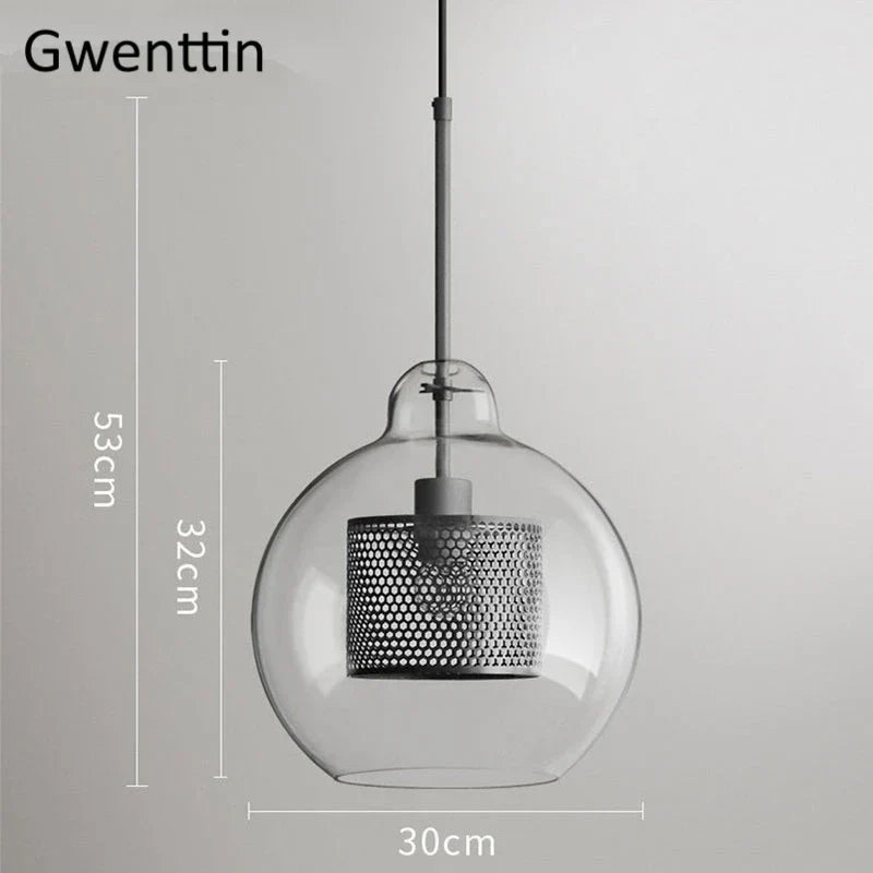 Nordic Glass Pendant Light | Modern Kitchen Dining Hanging Lamps | Industrial Loft LED Fixture