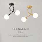 Minimalist Black Gold Glass Ceiling Light for Indoor Lighting Hallway Balcony Entryway