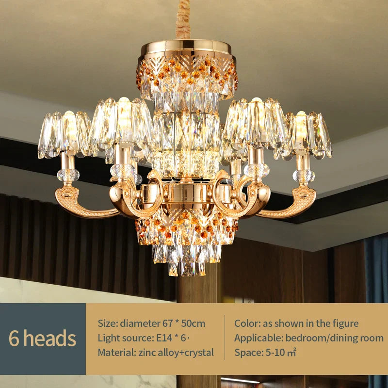 Crystal Luxury Chandelier: Elegant European Atmosphere Lighting for Living Room, Bedroom, and Restaurant