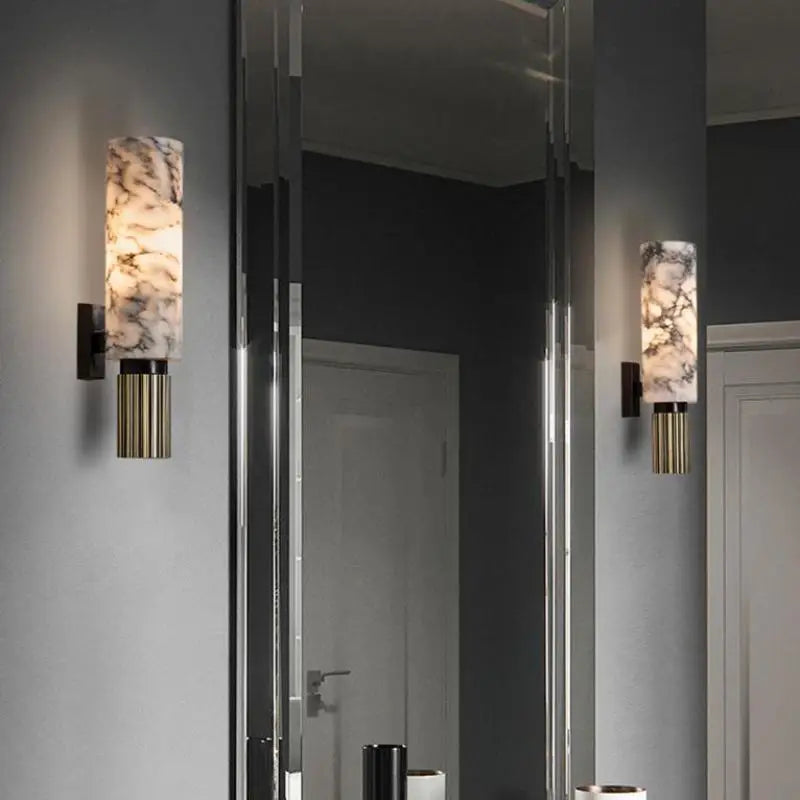Marble Wall Lamp Copper Light Luxury Natural Marble Wall Lamp