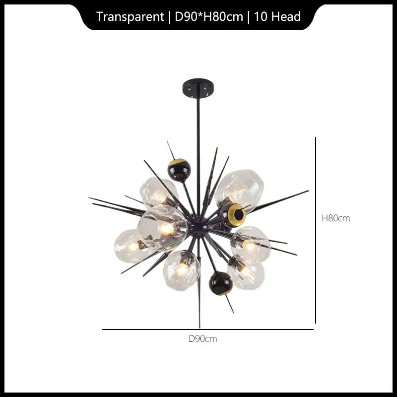 Luxury Glass Ball Chandelier LED Pendant Light for Living Room, Bedroom, and Hotel.