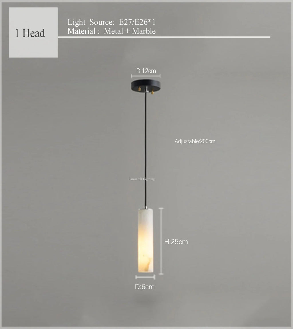 Nordic Marble Pendant Light | Adjustable Wire Loft Lamp