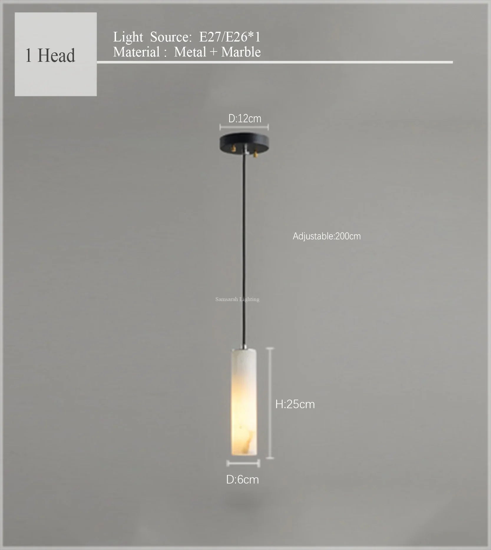 Nordic Marble Pendant Light | Adjustable Wire Loft Lamp