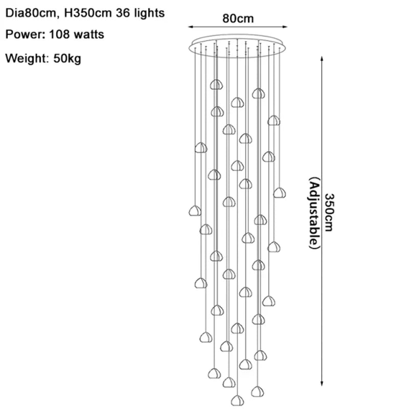 Crystal Water Droplet Chandelier: Modern LED Staircase Pendant Light - Luxury Ball Hanging Lamp