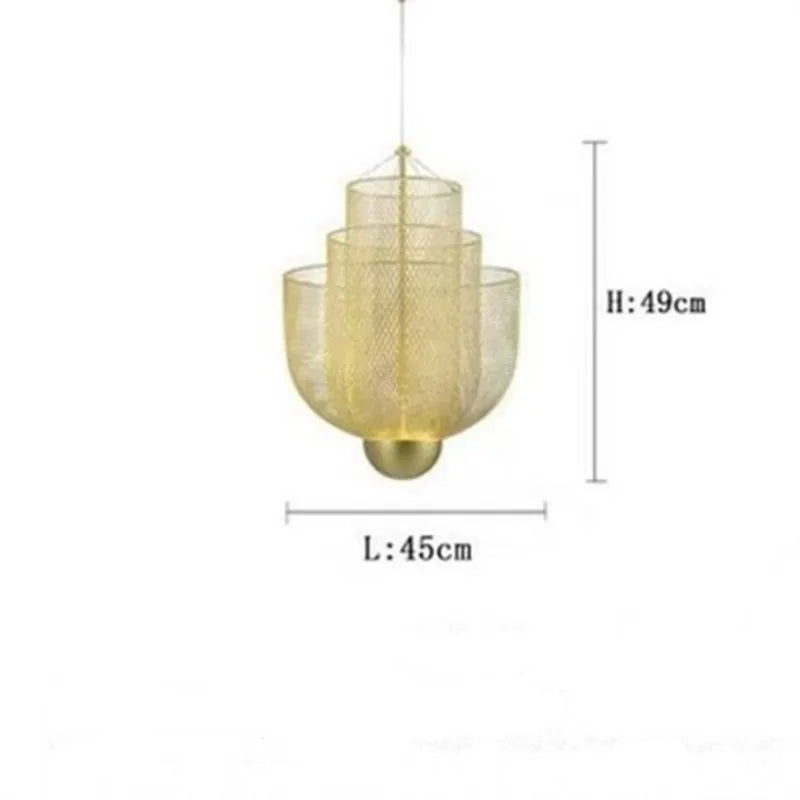 Meshmatics Chandelier: Modern Cage Design LED Dimmable Lighting Fixtures for Dining Room