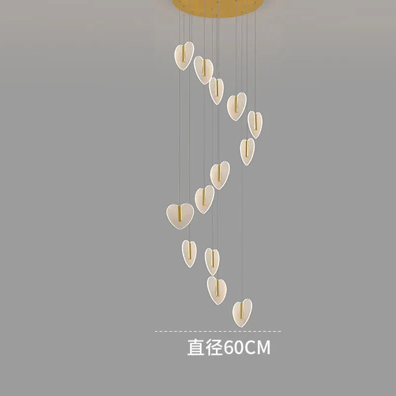 Love Chandelier: Luxury Crystal Gold Lighting for Staircase & Living Room