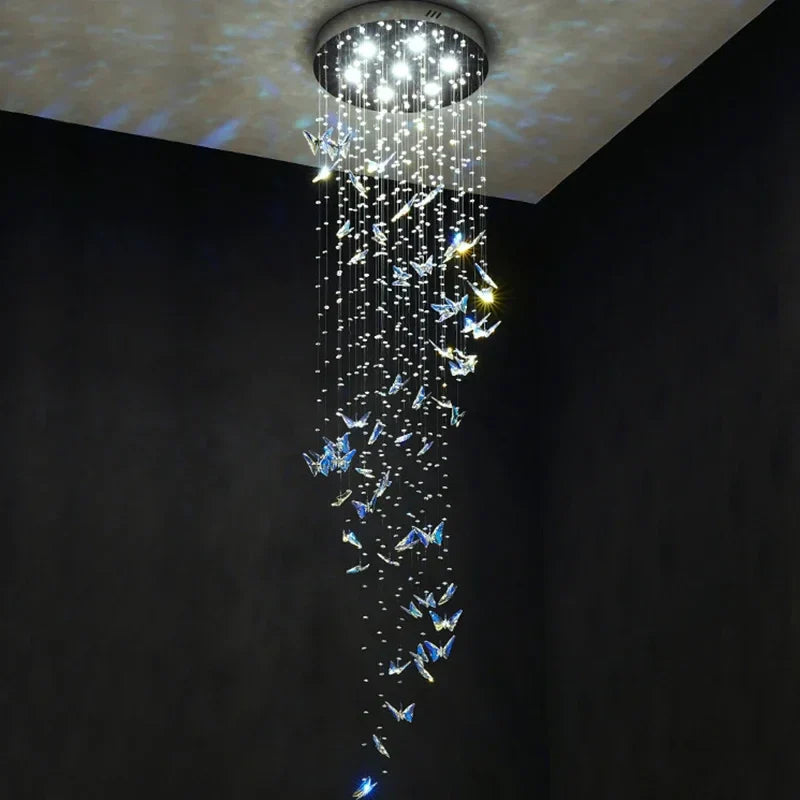 Crystal Staircase Chandelier: Luxury LED Hanging Lamps for Modern Living Room