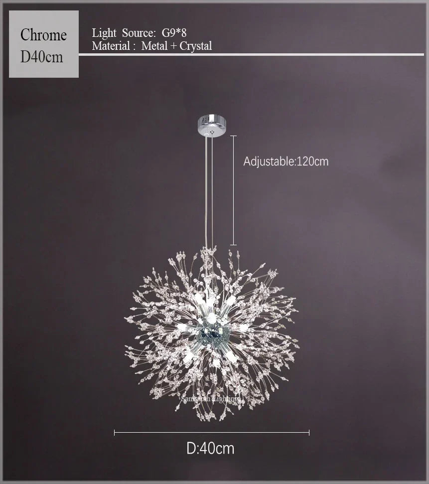 Dandelion Chandelier LED Sparkle Ball Crystal Lighting for Restaurant & Living Room