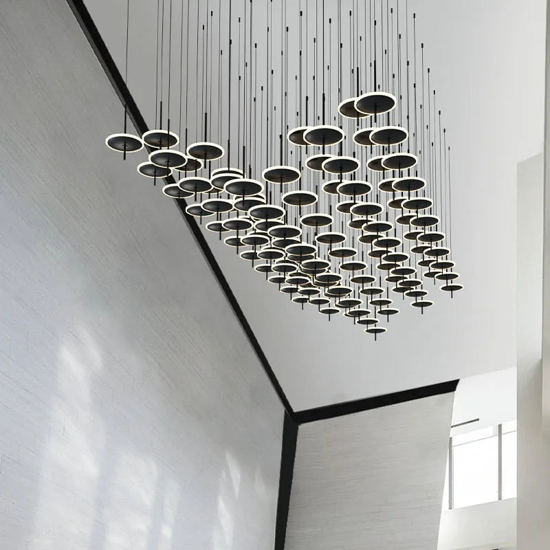 Modern Black Iron Art Circular Chandelier for Living Room, Hotel - Custom Large Chandeliers