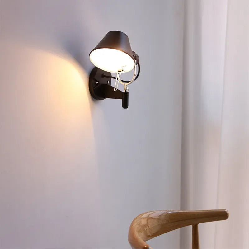 Industrial Black Silver Swing Arm Wall Lamp - Rotatable Miniature Table Lamp E27