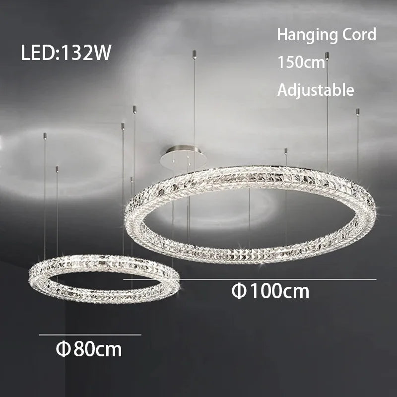 Crystal LED Chandelier: Modern Luxury Chrome Steel & Clear K9 Crystal Lighting