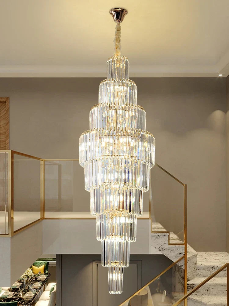 Crystal Pendant Chandelier for Hotel Lobby - Luxury Hollow Design - Nordic Villa Style