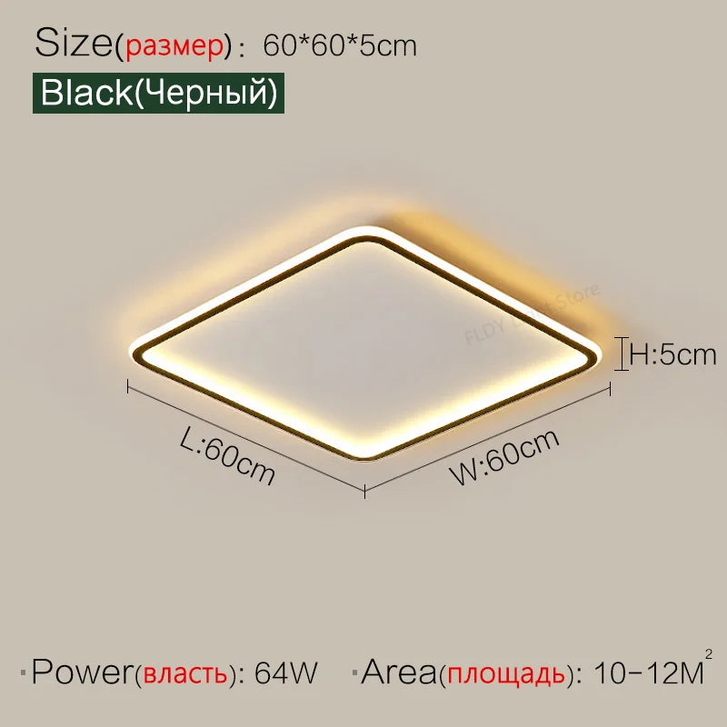 Modern LED Ceiling Lights Rectangular Smart Main Lamp Nordic Style