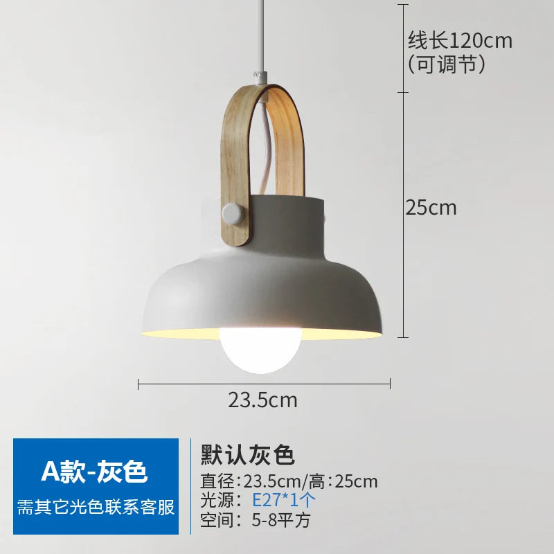 Nordic Wooden Pendant Light E27 Hanging Lamp for Interior Bedroom Kitchen Dining
