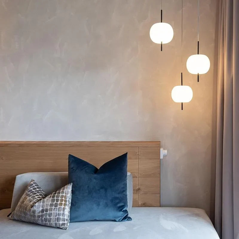 KUSHI LED Glass Pendant Light for Living Room, Kitchen, or Bedside Table